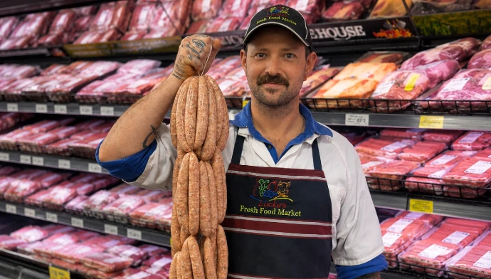 butcher, sausages, friendly